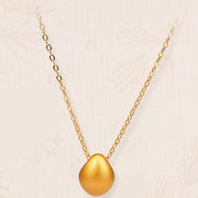 Buddha Stones 999 Gold Egg Water Drop Pattern Blessing Necklace Pendant Necklaces & Pendants BS 1