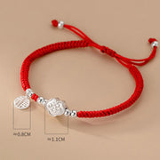 Buddha Stones Handmade 925 Sterling Silver Fu Character Auspicious Clouds Blessing Braided Rope Bracelet Bracelet BS 4