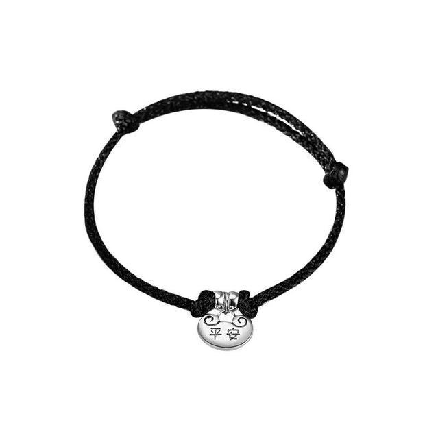 Buddha Stones Handmade 925 Sterling Silver Peace And Joy Safe Well Wish Lock Strength Braided Rope Bracelet Bracelet BS 8