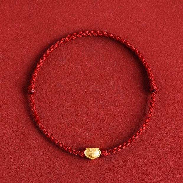 Buddha Stones 999 Gold Chinese Lock Charm Fu Character Protection Handmade Rope Bracelet (Extra 30% Off | USE CODE: FS30) - Dark Red - Baby Version Fit For 0-4 Years Old(Wrist Circumference 12-18cm) - image 11