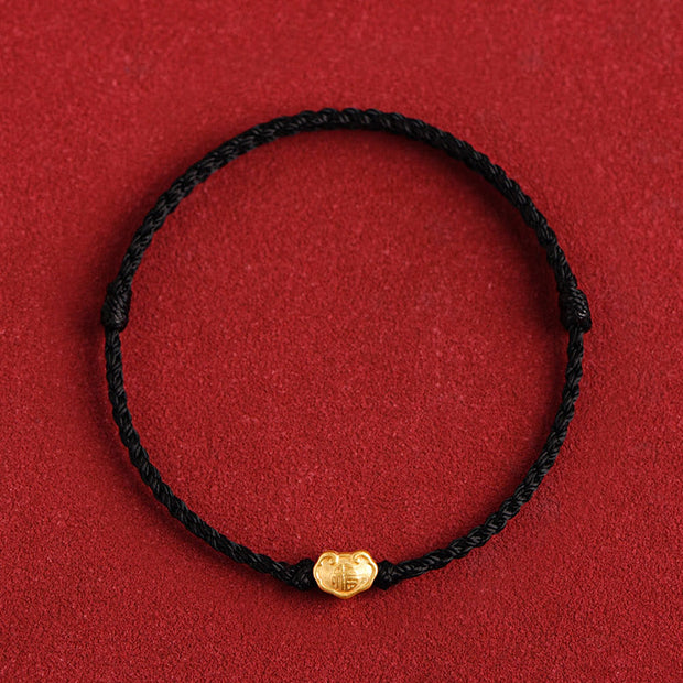 Buddha Stones 999 Gold Chinese Lock Charm Fu Character Protection Handmade Rope Bracelet (Extra 30% Off | USE CODE: FS30) - Black - Baby Version Fit For 0-4 Years Old(Wrist Circumference 12-18cm) - image 16