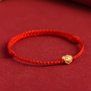 Buddha Stones 999 Gold Chinese Lock Charm Fu Character Protection Handmade Rope Bracelet Bracelet BS 3