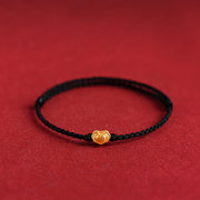 Buddha Stones 999 Gold Chinese Lock Charm Fu Character Protection Handmade Rope Bracelet Bracelet BS 18