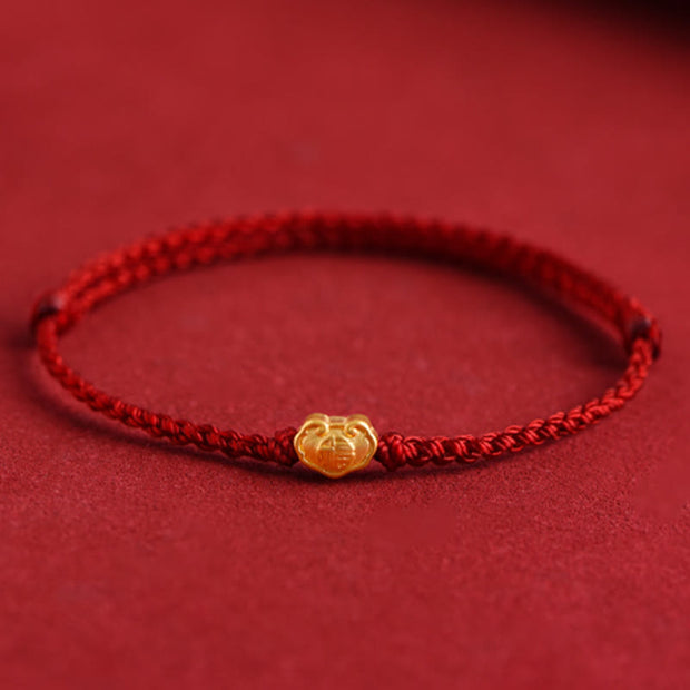 Buddha Stones 999 Gold Chinese Lock Charm Fu Character Protection Handmade Rope Bracelet (Extra 30% Off | USE CODE: FS30) - image 13