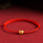 Buddha Stones 999 Gold Chinese Lock Charm Fu Character Protection Handmade Rope Bracelet (Extra 30% Off | USE CODE: FS30) - Red - Baby Version Fit For 0-4 Years Old(Wrist Circumference 12-18cm) - image 0