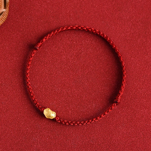 Buddha Stones 999 Gold Chinese Lock Charm Fu Character Protection Handmade Rope Bracelet (Extra 30% Off | USE CODE: FS30) - image 12