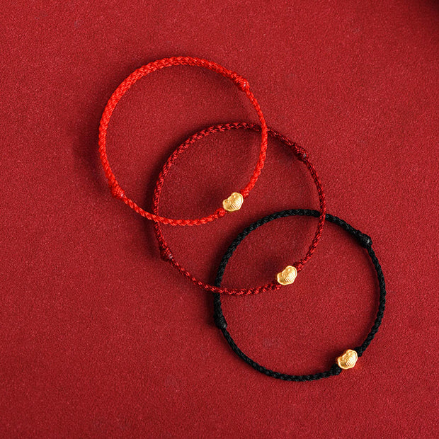 Buddha Stones 999 Gold Chinese Lock Charm Fu Character Protection Handmade Rope Bracelet (Extra 30% Off | USE CODE: FS30) - image 1