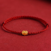 Buddha Stones 999 Gold Chinese Lock Charm Fu Character Protection Handmade Rope Bracelet Bracelet BS 13