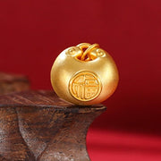 Buddha Stones 999 Gold Fu Character Wish Lock Pattern Luck Rope Necklace Pendant Necklaces & Pendants BS 16