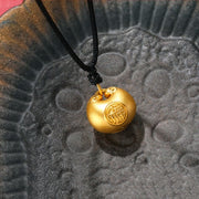 Buddha Stones 999 Gold Fu Character Wish Lock Pattern Luck Rope Necklace Pendant Necklaces & Pendants BS Big Fu Character(Gold About 1.6g)+ Black Necklace Rope