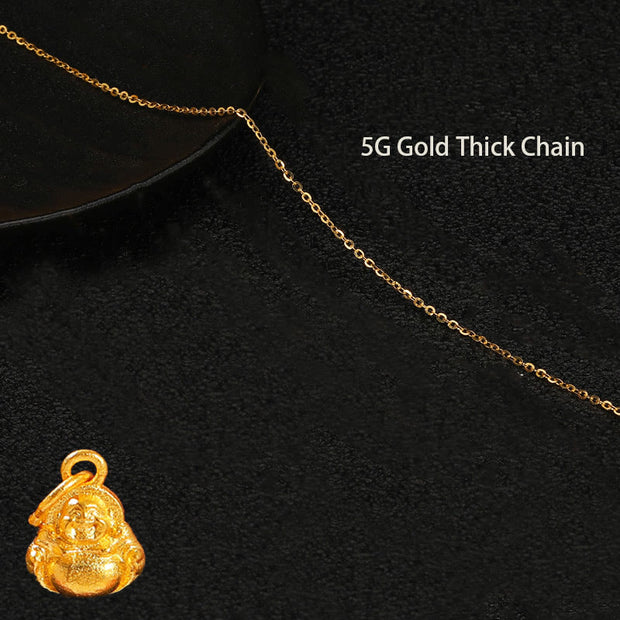 Buddha Stones 999 Gold Mini Laughing Buddha Luck Wealth Necklace Pendant Necklaces & Pendants BS 7