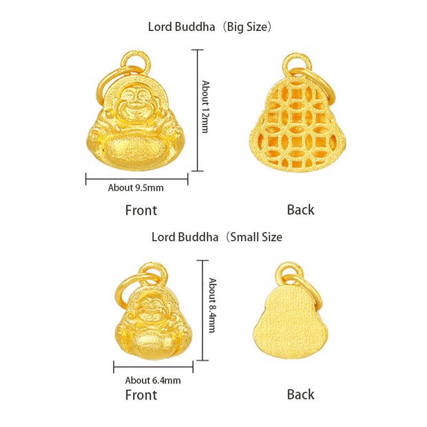 Buddha Stones 999 Gold Mini Laughing Buddha Luck Wealth Necklace Pendant Necklaces & Pendants BS 4