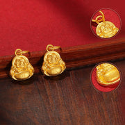 Buddha Stones 999 Gold Mini Laughing Buddha Luck Wealth Necklace Pendant Necklaces & Pendants BS 3