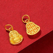 Buddha Stones 999 Gold Mini Laughing Buddha Luck Wealth Necklace Pendant Necklaces & Pendants BS 12