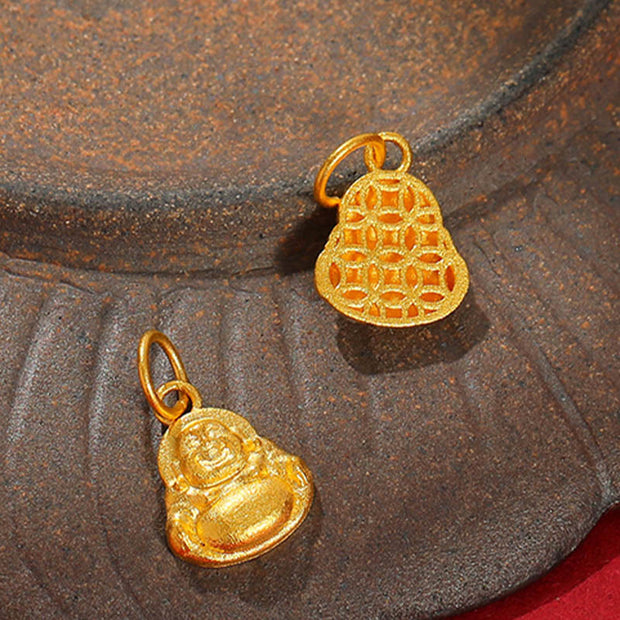 Buddha Stones 999 Gold Mini Laughing Buddha Luck Wealth Necklace Pendant Necklaces & Pendants BS 13