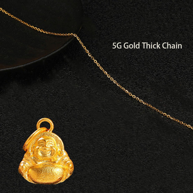 Buddha Stones 999 Gold Mini Laughing Buddha Luck Wealth Necklace Pendant Necklaces & Pendants BS 14