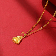 Buddha Stones 999 Gold Mini Laughing Buddha Luck Wealth Necklace Pendant Necklaces & Pendants BS 9