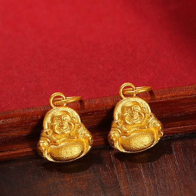 Buddha Stones 999 Gold Mini Laughing Buddha Luck Wealth Necklace Pendant Necklaces & Pendants BS main