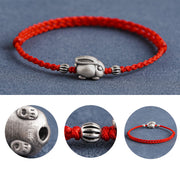 Buddha Stones Handmade 999 Sterling Silver Rabbit Luck Rope Bracelet Anklet Bracelet Anklet BS 8