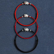 Buddha Stones Handmade 999 Sterling Silver Rabbit Luck Rope Bracelet Anklet Bracelet Anklet BS 27