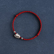 Buddha Stones Handmade 999 Sterling Silver Rabbit Luck Rope Bracelet Anklet Bracelet Anklet BS 17