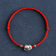 Buddha Stones Handmade 999 Sterling Silver Rabbit Luck Rope Bracelet Anklet Bracelet Anklet BS 10