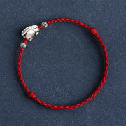 Buddha Stones Handmade 999 Sterling Silver Rabbit Luck Rope Bracelet Anklet Bracelet Anklet BS 16