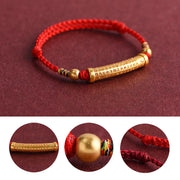 Buddha Stones Handmade Alloy Heart Sutra Protection Strength Rope Bracelet Anklet Bracelet BS 8