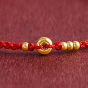 Buddha Stones 999 Gold Small Peace Buckle Design Handmade Luck Braided Rope Bracelet Anklet Bracelet BS 9