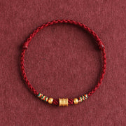 Buddha Stones 999 Gold Small Bucket Shape Design Handmade Luck Braided Rope Bracelet Anklet Bracelet BS 1