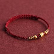 Buddha Stones 999 Gold Small Bucket Shape Design Handmade Luck Braided Rope Bracelet Anklet Bracelet BS 2