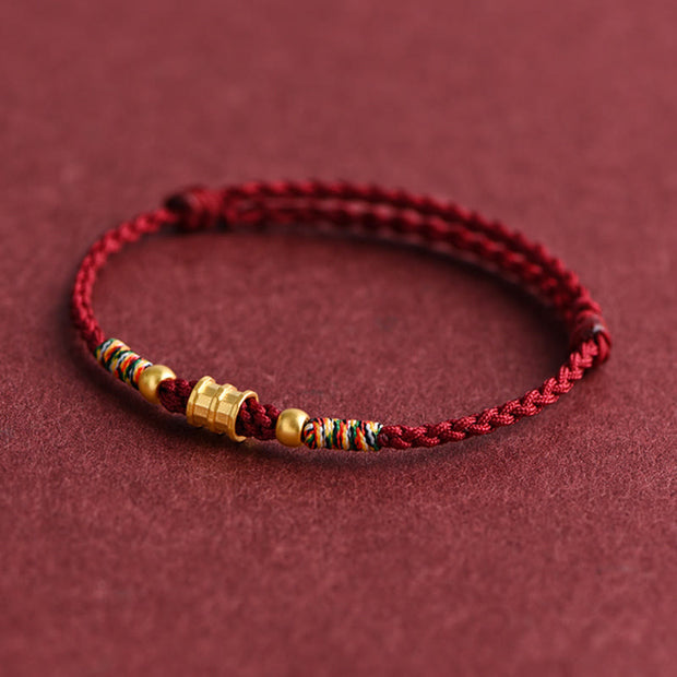 Buddha Stones 999 Gold Small Bucket Shape Design Handmade Luck Braided Rope Bracelet Anklet Bracelet BS 10