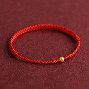 Buddha Stones 999 Gold One Mini Bead Design Handmade Strength Braided Rope Bracelet Anklet Bracelet BS 6