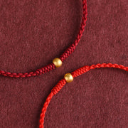 Buddha Stones 999 Gold One Mini Bead Design Handmade Strength Braided Rope Bracelet Anklet Bracelet BS 10