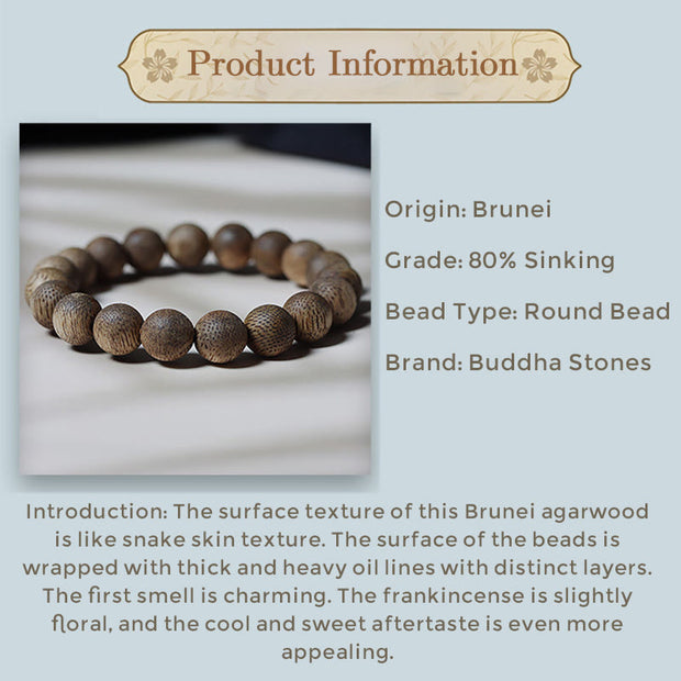 Buddha Stones Natural Brunei Texture Agarwood Strength Bracelet Bracelet BS 7