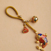 Buddha Stones Colorful Koi Fish Hollow Bell Wealth Luck Key Chain Key Chain BS 3