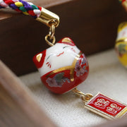 Buddha Stones Ceramic Lucky Fortune Cat Character Wealth Phone Hanging Decoration Phone Hanging Decoration BS Red Koi Fish Character