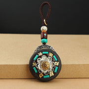 Buddha Stones Tibetan Shankha Conch Om Mani Padme Hum Lotus Fu Character Gourd Peace Key Chain Key Chain BS 8