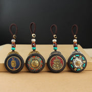 Buddha Stones Tibetan Shankha Conch Om Mani Padme Hum Lotus Fu Character Gourd Peace Key Chain Key Chain BS 1