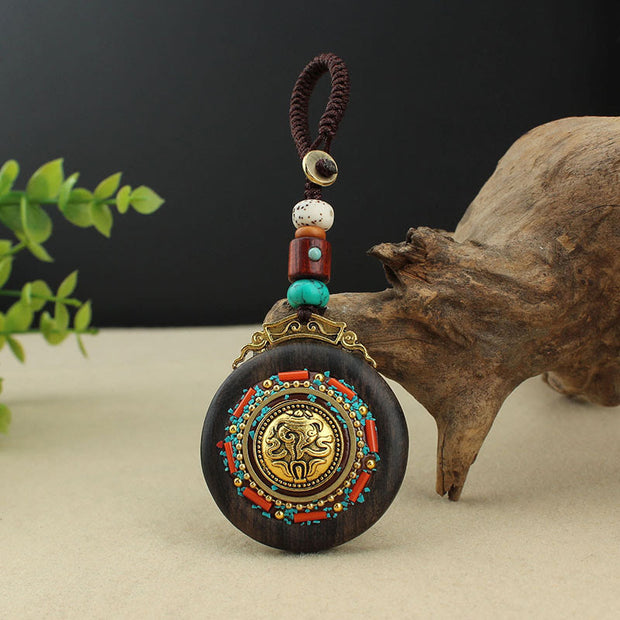 Buddha Stones Tibetan Shankha Conch Om Mani Padme Hum Lotus Fu Character Gourd Peace Key Chain Key Chain BS 2