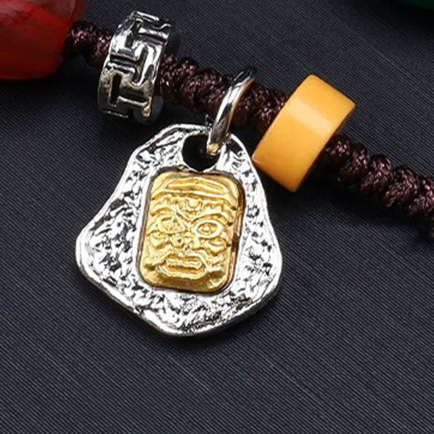 Buddha Stones Tibetan Nine-eye Dzi Bead Protection Braided Rope Necklace Pendant Necklaces & Pendants BS 3