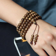 Buddha Stones 108 Mala Beads Huizhou Green Qinan Agarwood Peace Strength Bracelet Mala Bracelet BS 3