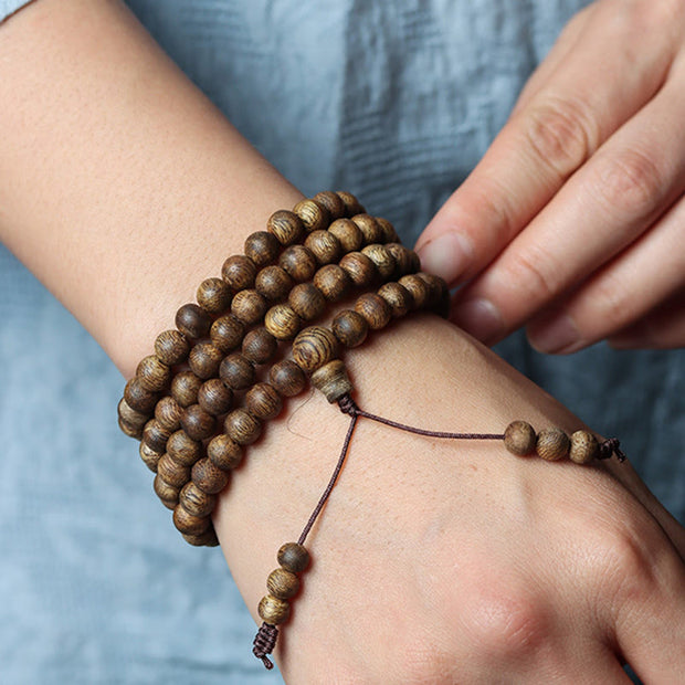 Buddha Stones 108 Mala Beads Huizhou Green Qinan Agarwood Peace Strength Bracelet Mala Bracelet BS 4