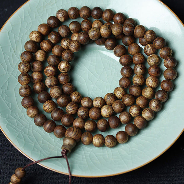 Buddha Stones 108 Mala Beads Huizhou Green Qinan Agarwood Peace Strength Bracelet Mala Bracelet BS 1