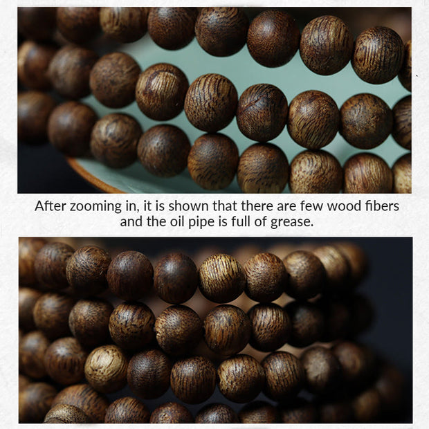 Buddha Stones 108 Mala Beads Huizhou Green Qinan Agarwood Peace Strength Bracelet Mala Bracelet BS 10