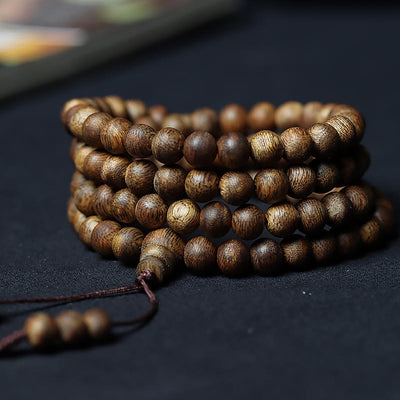 Buddha Stones 108 Mala Beads Huizhou Green Qinan Agarwood Peace Strength Bracelet Mala Bracelet BS 10mm*108