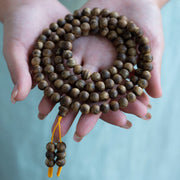 Buddha Stones 108 Mala Beads Hainan White Qinan Agarwood Calm Strength Bracelet Mala Bracelet BS 8