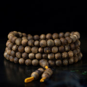 Buddha Stones 108 Mala Beads Hainan White Qinan Agarwood Calm Strength Bracelet Mala Bracelet BS 7