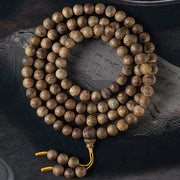 Buddha Stones 108 Mala Beads Hainan White Qinan Agarwood Calm Strength Bracelet Mala Bracelet BS 10mm*108