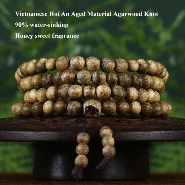 Buddha Stones 108 Mala Beads Hoi An Agarwood Ward Off Evil Spirits Bracelet Mala Bracelet BS 4